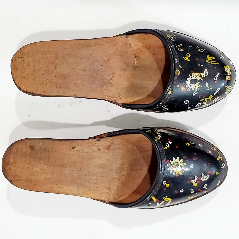 Vtg Wood/Leather Mule Style Mini Shoe Home Decor - Picture 2 of 8